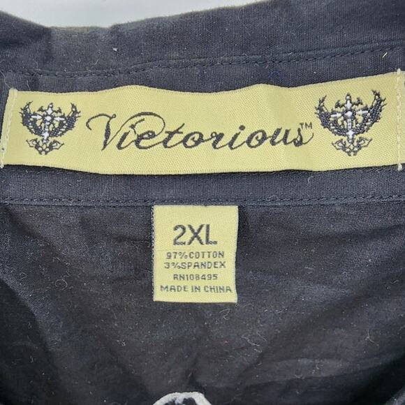 Y2K Victorious Affliction Style Cross Long Sleeve Button Up Jersey Shore 2X - Picture 8 of 8